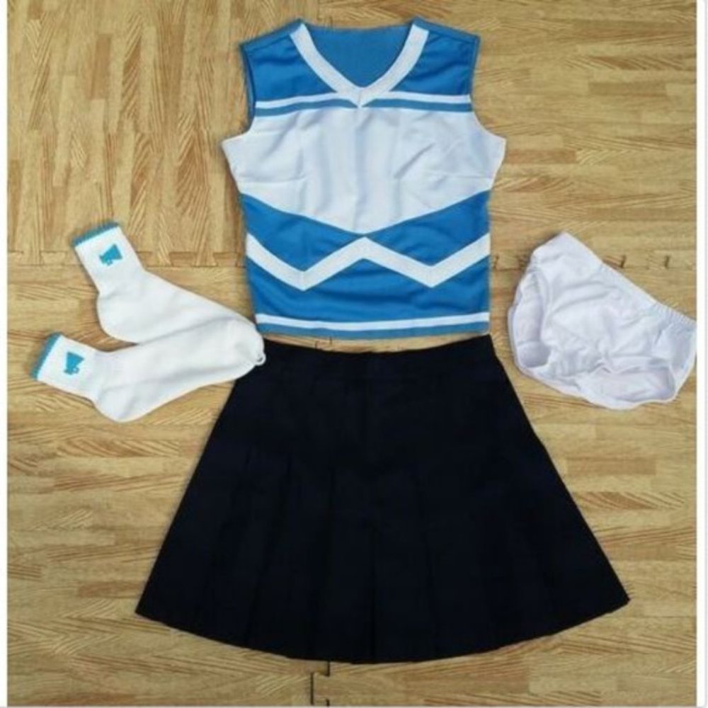 NEW CHEERLEADER UNIFORM TOP SKIRT BRIEF SOCKS